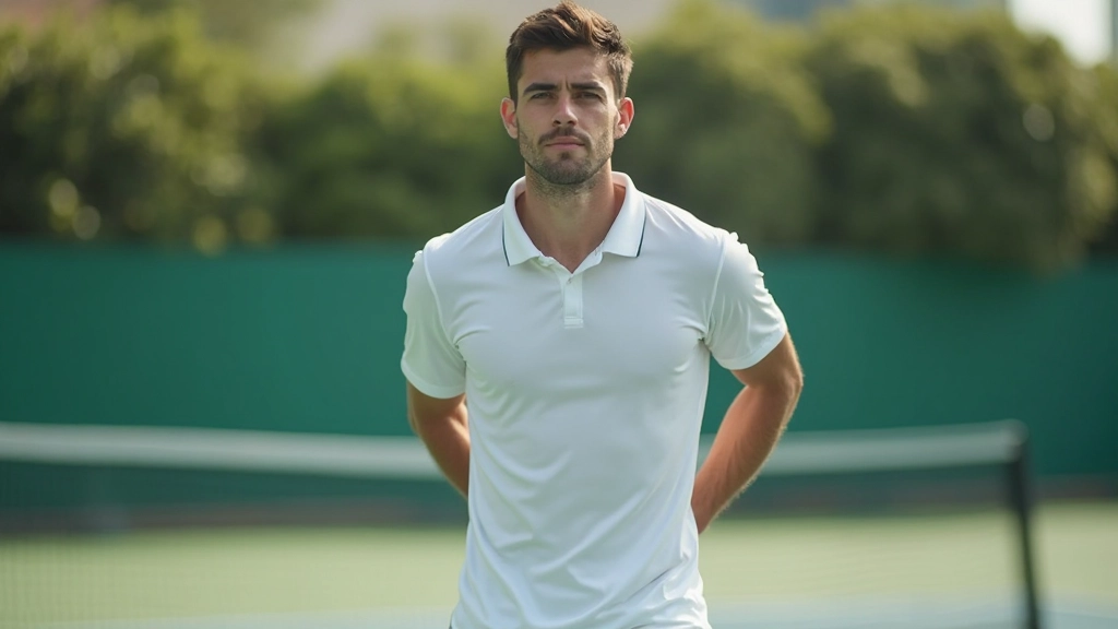 لاعب تنس محترف يمارس تمارين الإحماء على ملعب تنس احترافي