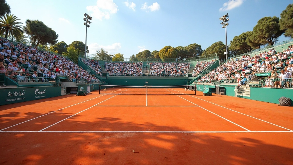 مشهد عام لملعب التنس الرئيسي بالنادي الأهلي مع الجمهور المتحمس